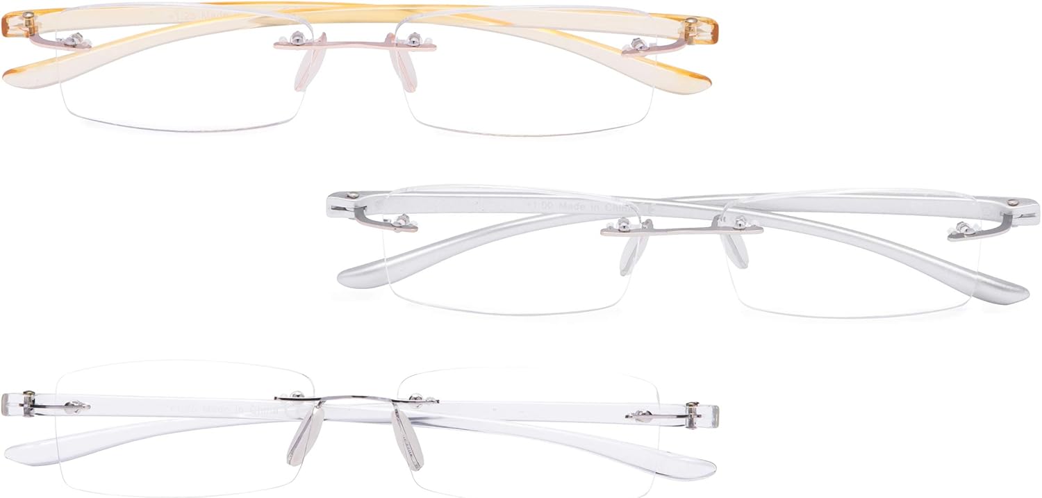 BFOCO Lightweight Reading Glasses 7 Pairs Rimless Small Lenes for Men and Women Reading(7 pairs mix,+1.25)