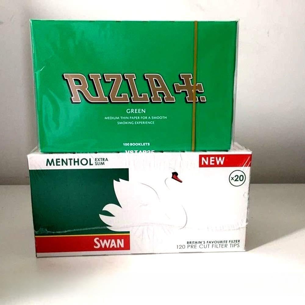 3 x zielone papiery do skręcania i 600 SWAN mentolowe ekstra cienkie filtry od VSTAR