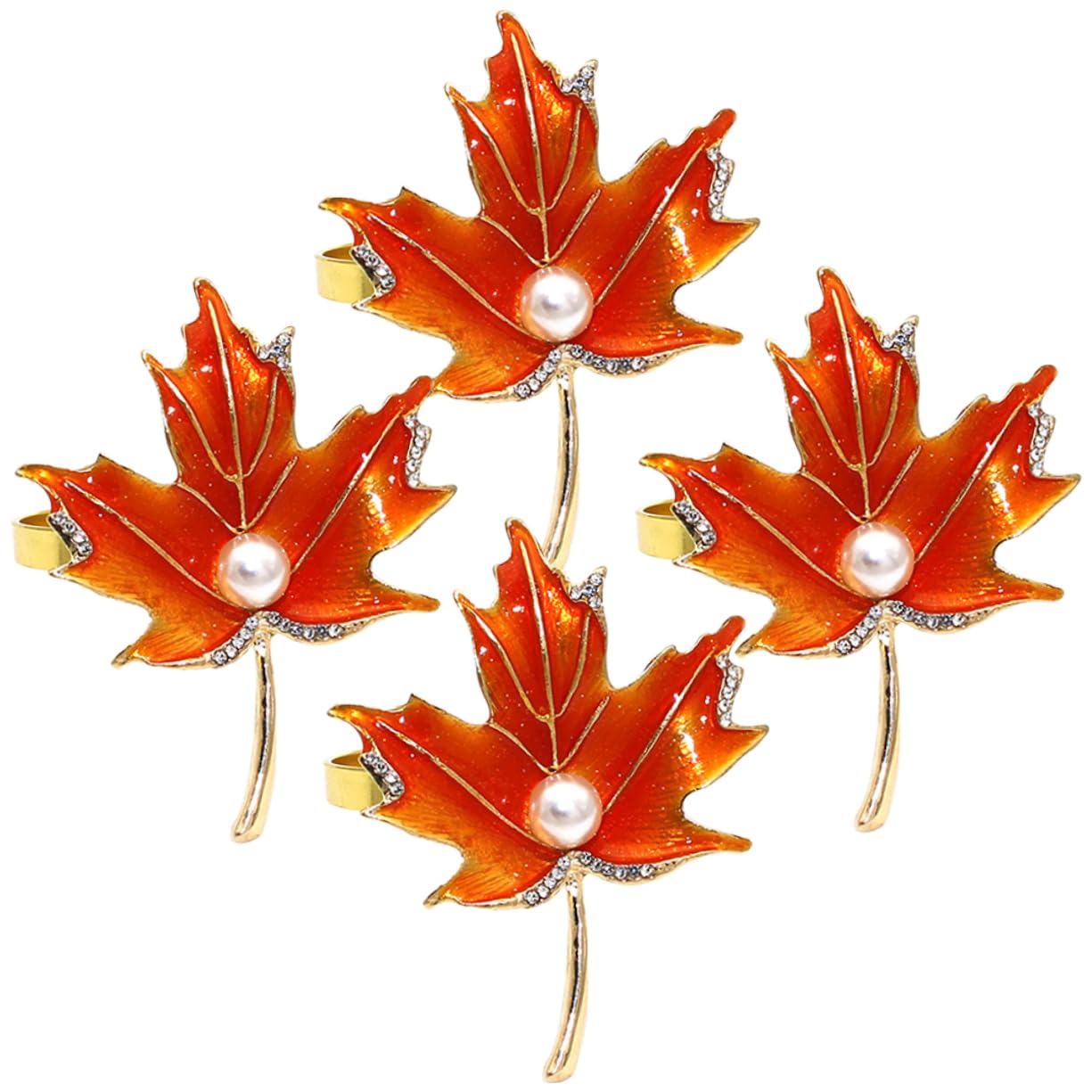 Cabilock 3 Set Portatovaglioli Per Il Del Ringraziamento Portatovaglioli Decorazione Autunnale A Forma Di Foglia Decorazione Per Tovaglioli 4 pezzi * 3