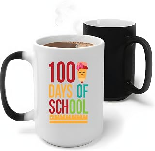100 Days of School Fun Gift for Kids Children in Kindergarten Cute Girl Pencil 11oz 15oz Color Changing Mug