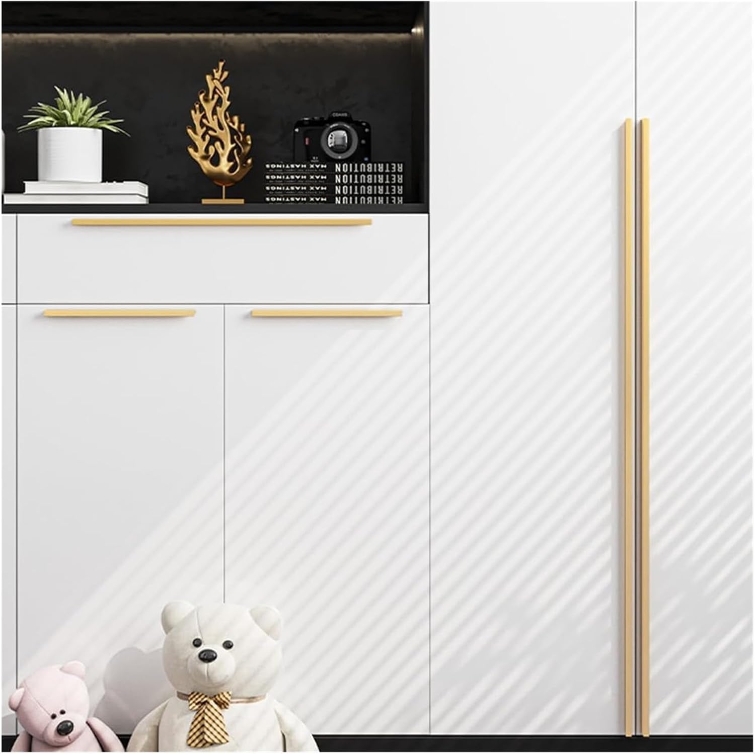Hidden Furniture Handles Gold Furniture Pull Handles L-Shaped Cabinet Door Handles 2 Pcs Kitchen Cupboard Pulls Solid Drawer Handles, Aluminum Alloy(Length 150mm)
