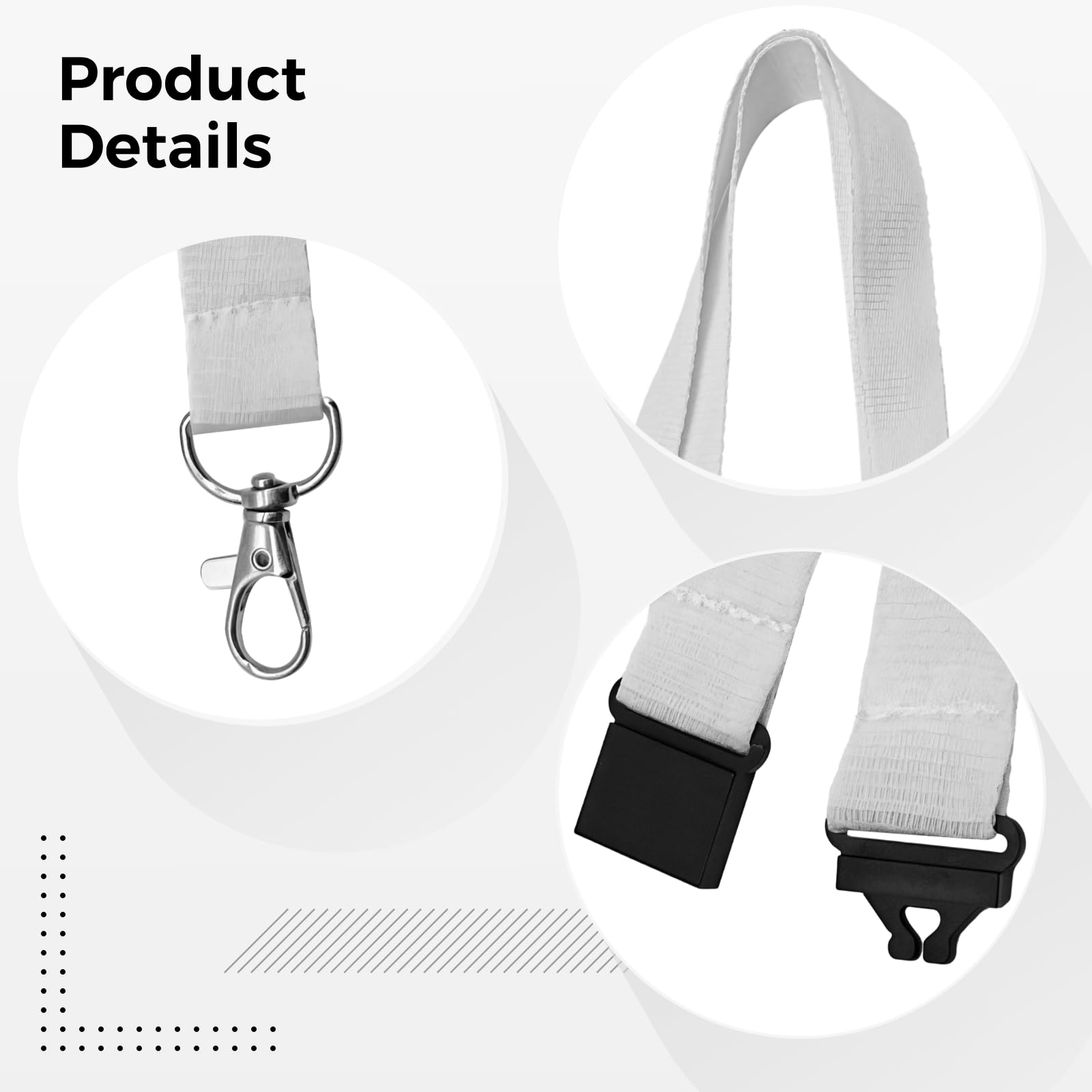 Calolin 30 Pcs Sublimation Lanyard Blank, White Polyester ID Badge Lanyards (0.78"x39") with Safety Breakaway Clip & Metal Swivel Hook, Heat Transfer Ready Neck Straps for Employee Badge - Image 4