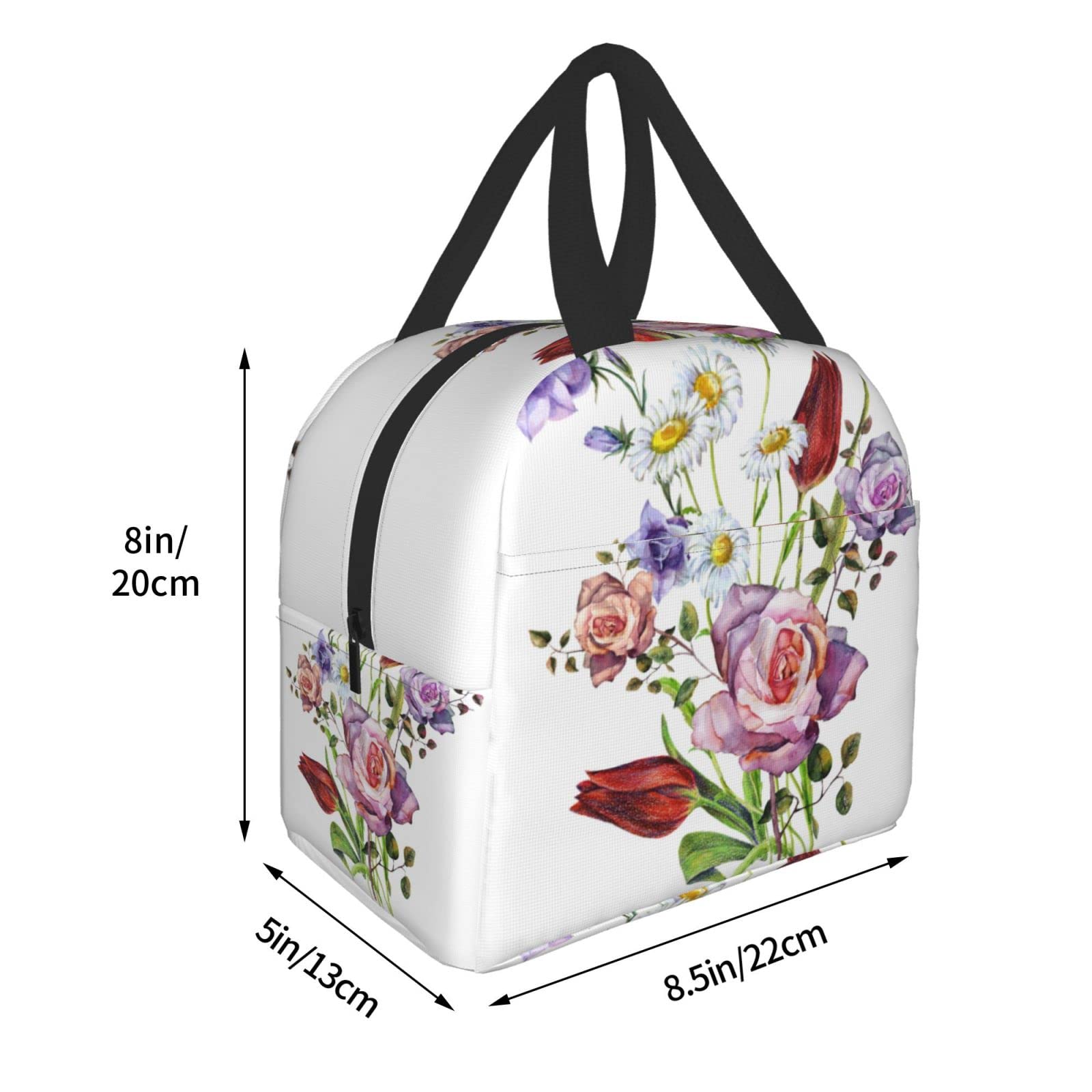 Borsa termica per il pranzo con margherite e fiori, a prova di perdite, per adulti e bambini, borsa per il pranzo per uomini e donne, lavoro e viaggi