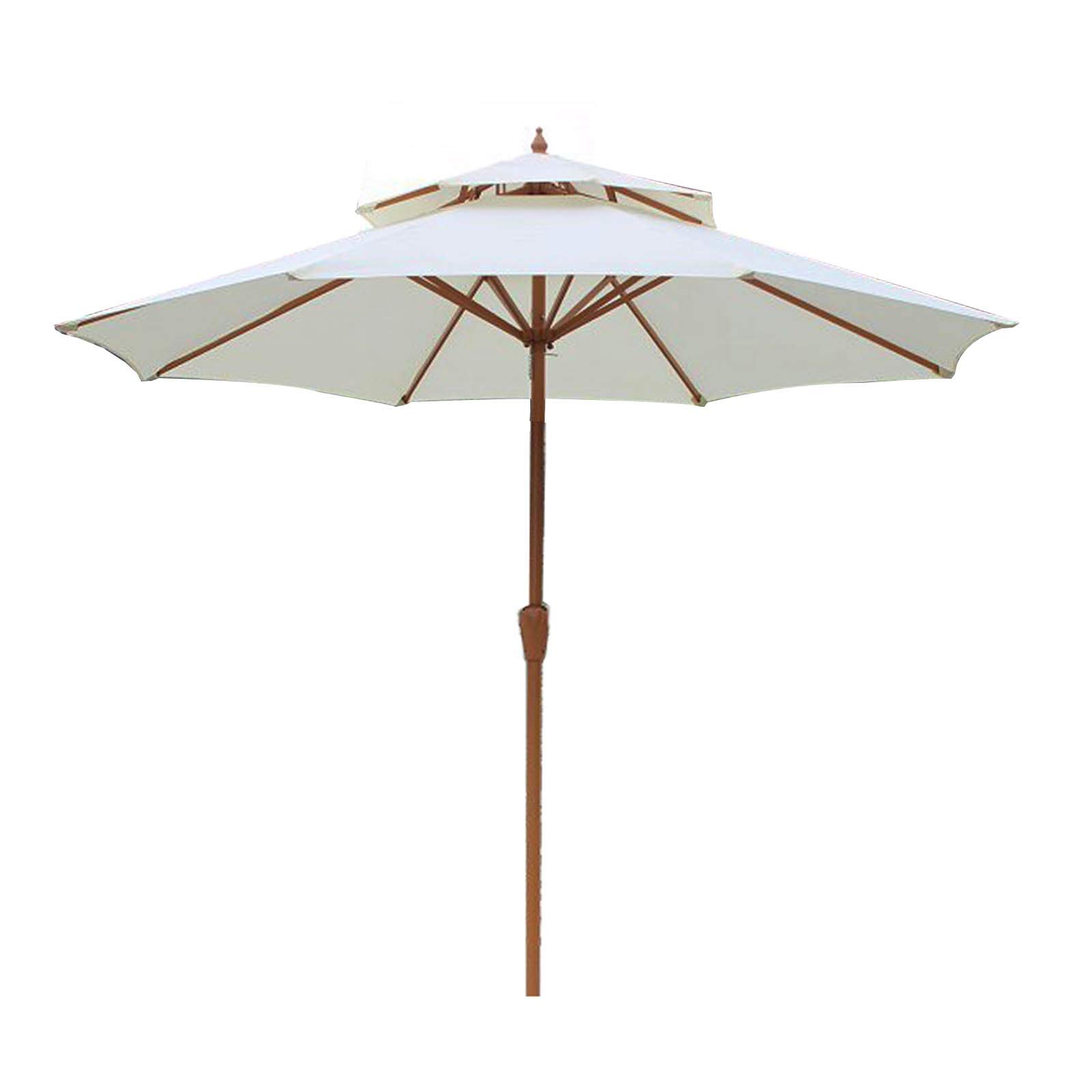Parasol ogrodowy 9-stopowy parasol ogrodowy, duży wodoodporny UV 90+ Sunbrella, parasol ogrodowy/basenowy/plażowy z drewnianą teksturą brązowe żelazne słupy