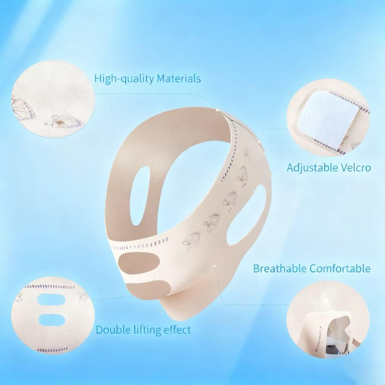 Amouy V-Line Face Lifting Tape - Reusable Beauty Face and Chin Lift Mask for Men and Women, Soft High-Elastic Fit, Depuffing and Skin Tightening, Double Chin Strap, Sagging Skin Relief
