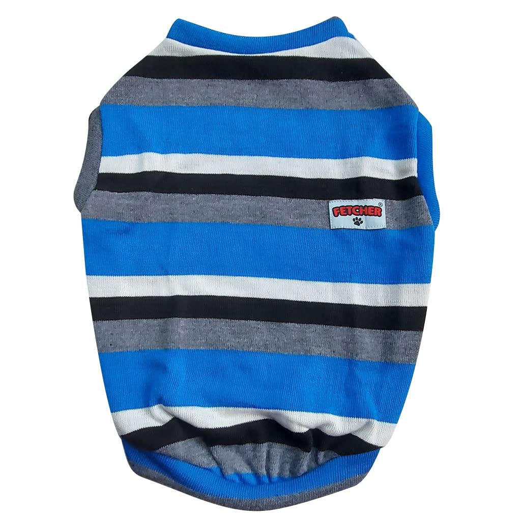 FETCHER Royal Blue & Black Striped Premium Dog, Puppy, Kitten and Cat Warm Winter T-Shirt | Sweater for Small Breeds (22" XXL) (B09LSH68LW) Amazon Price History, Amazon Price Tracker