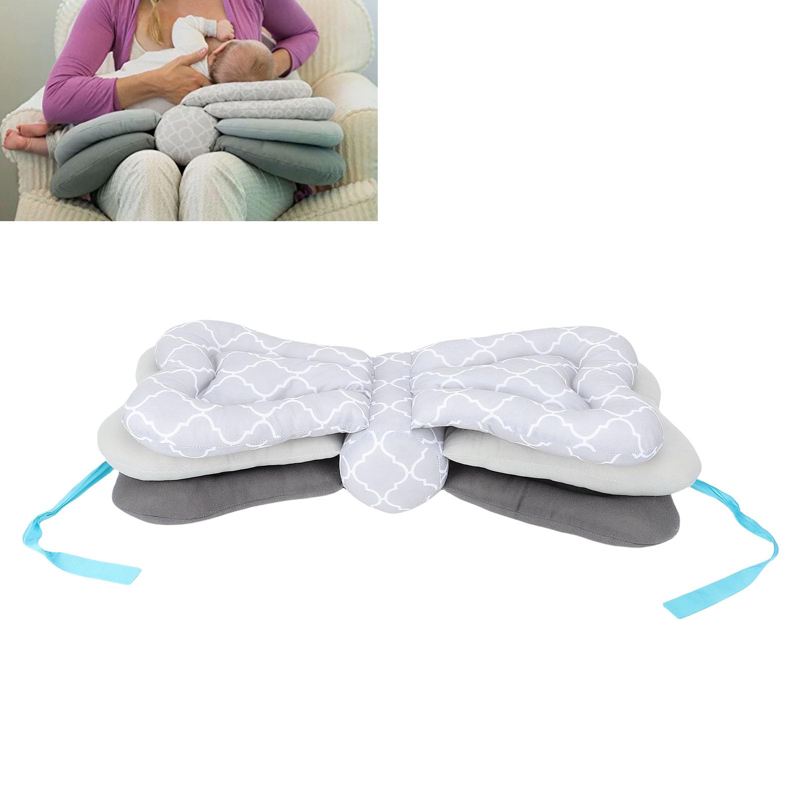 Cuscino per L'Allattamento Regolabile per Mamma e Bambino con Design Portatile e Confortevole, Morbida Microfibra per un Facile Allattamento Al Seno