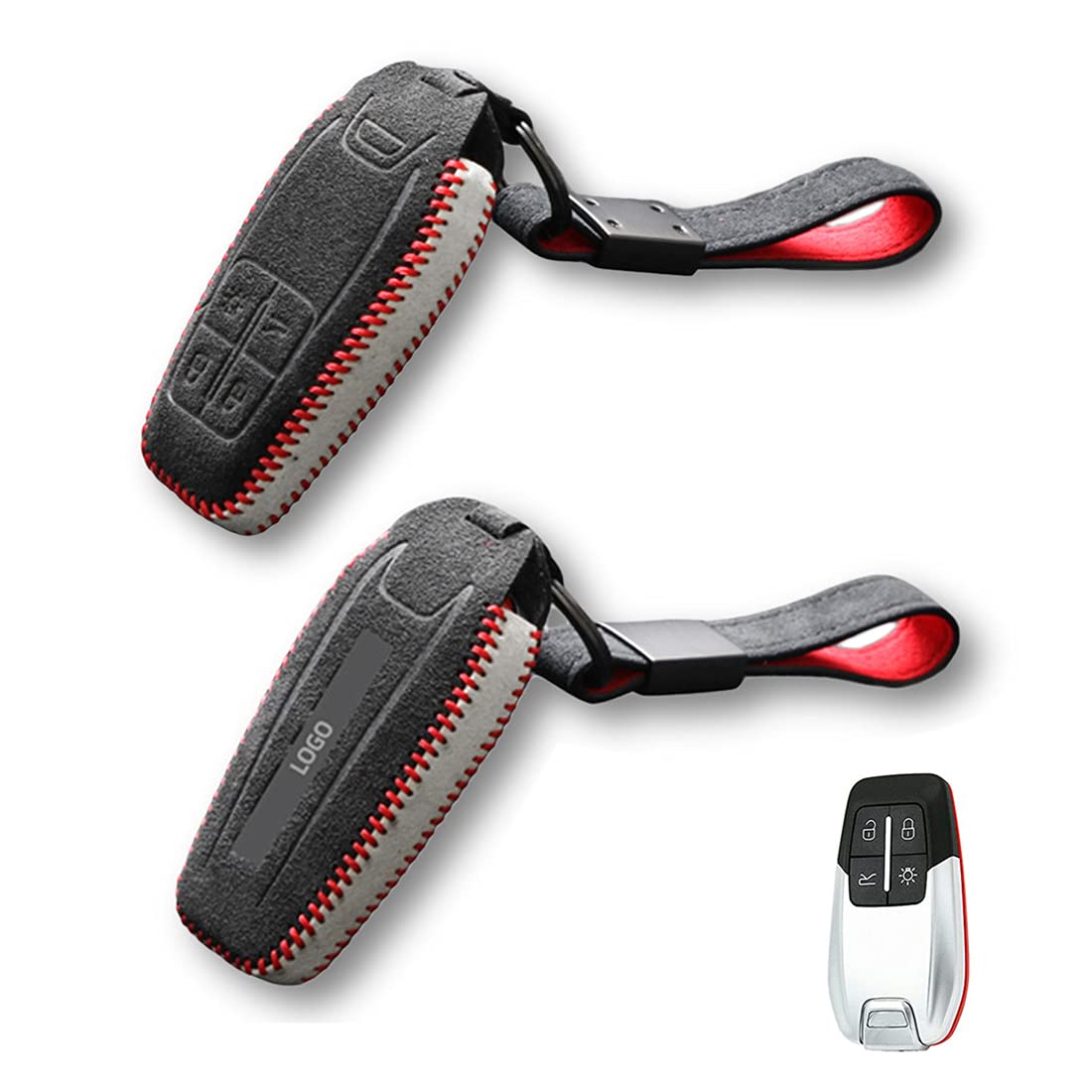 JanneChou Premium Handmade Alcantara Leather Key Fob Case Shell Fit for Ferrari 458 588 488GTB LaFer