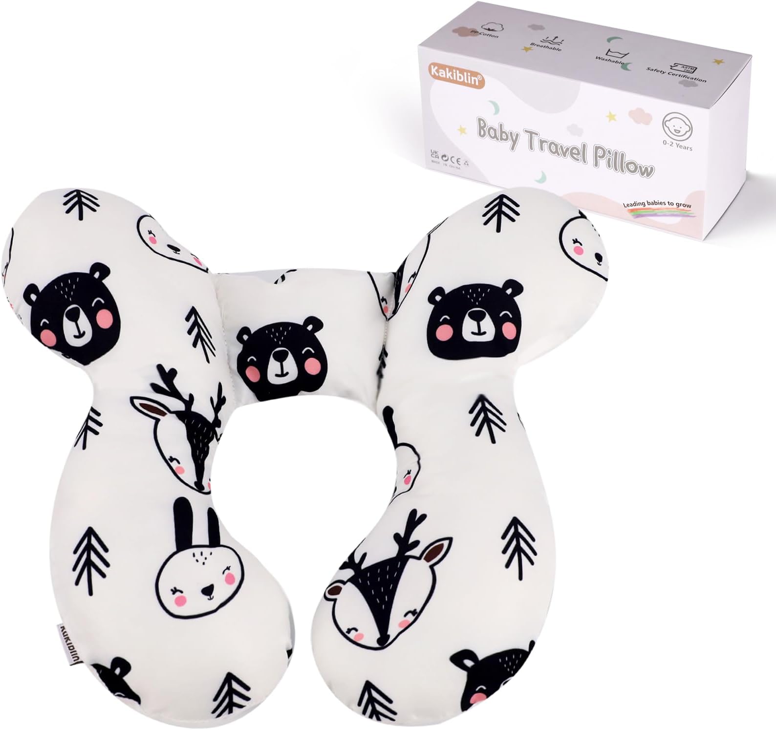 Baby Neck Pillow, Upgraded Baby Support Pillow,Babies Head Pillow,Neck Support Pillow for for Car Seat, Stroller, Pushchair,Travel (Bear)