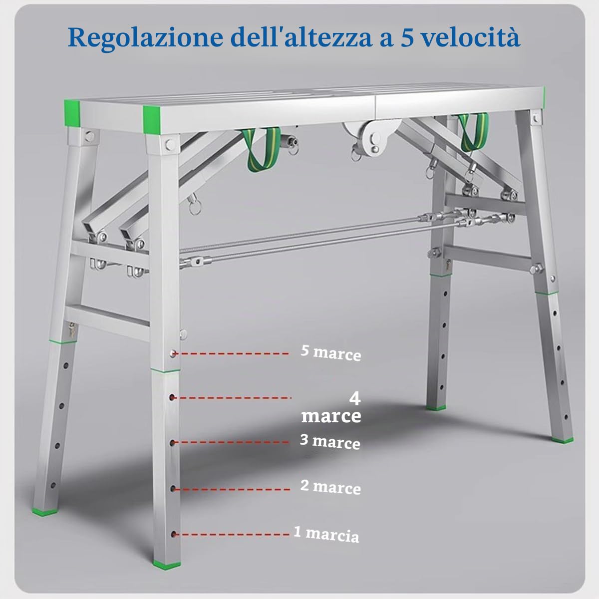 Ponteggi Pieghevoli, Impalcatura Multiuso per Piattaforma di Lavoro con Altezza Regolabile a 5 Marce, scaletta per Uso Domestico per banco da Lavoro di ingegneria Domestica