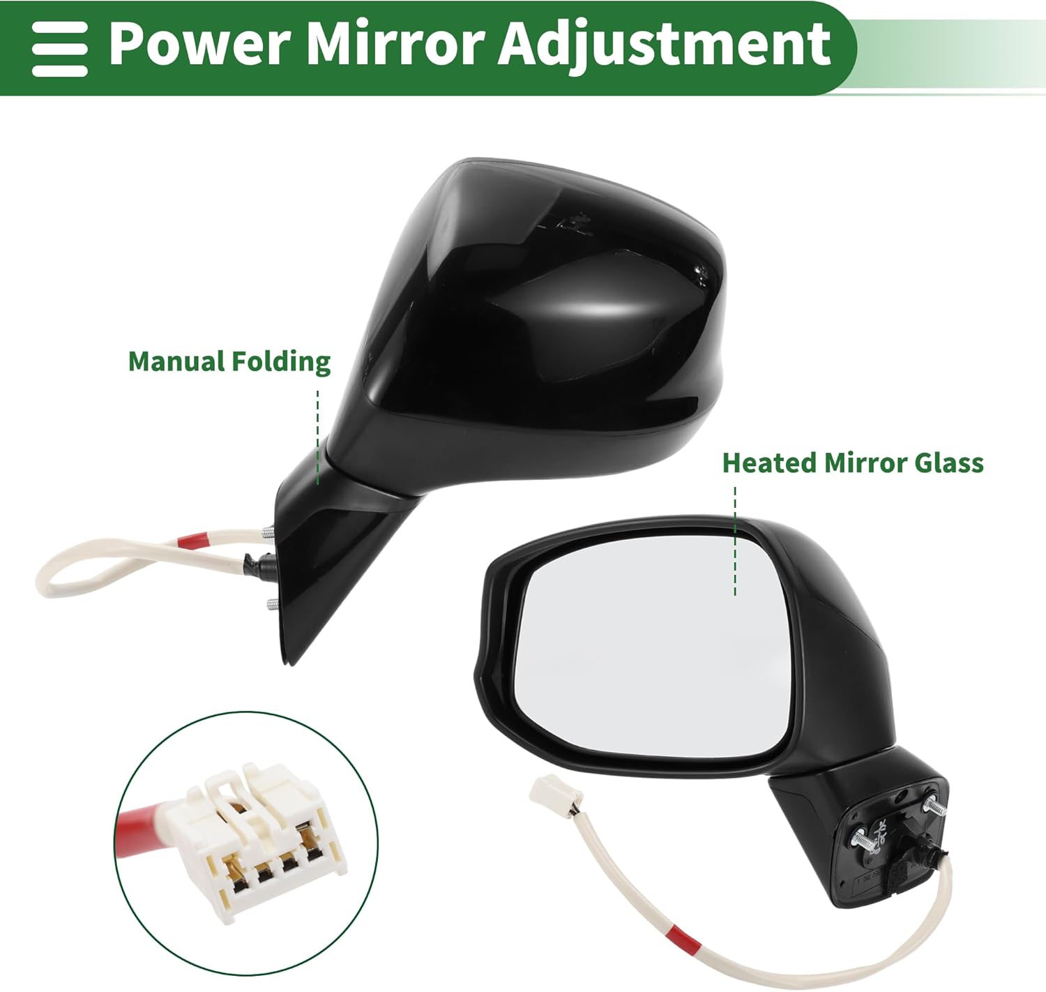 Motoforti 5Pins Left Driver Side Door Mirror Replace Side View Mirror Assembly for Honda Civic 2012 2013 2014 2015 Power Heated Mirror Adjustment
