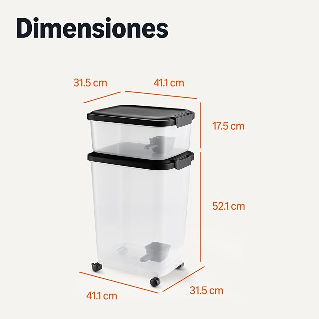 Foto 6 de 6 de Amazon Basics - Contenedor de Almacenamiento de Alimentos para Mascotas, 15.8 kg + 4.5 kg,Transparente y Negro
