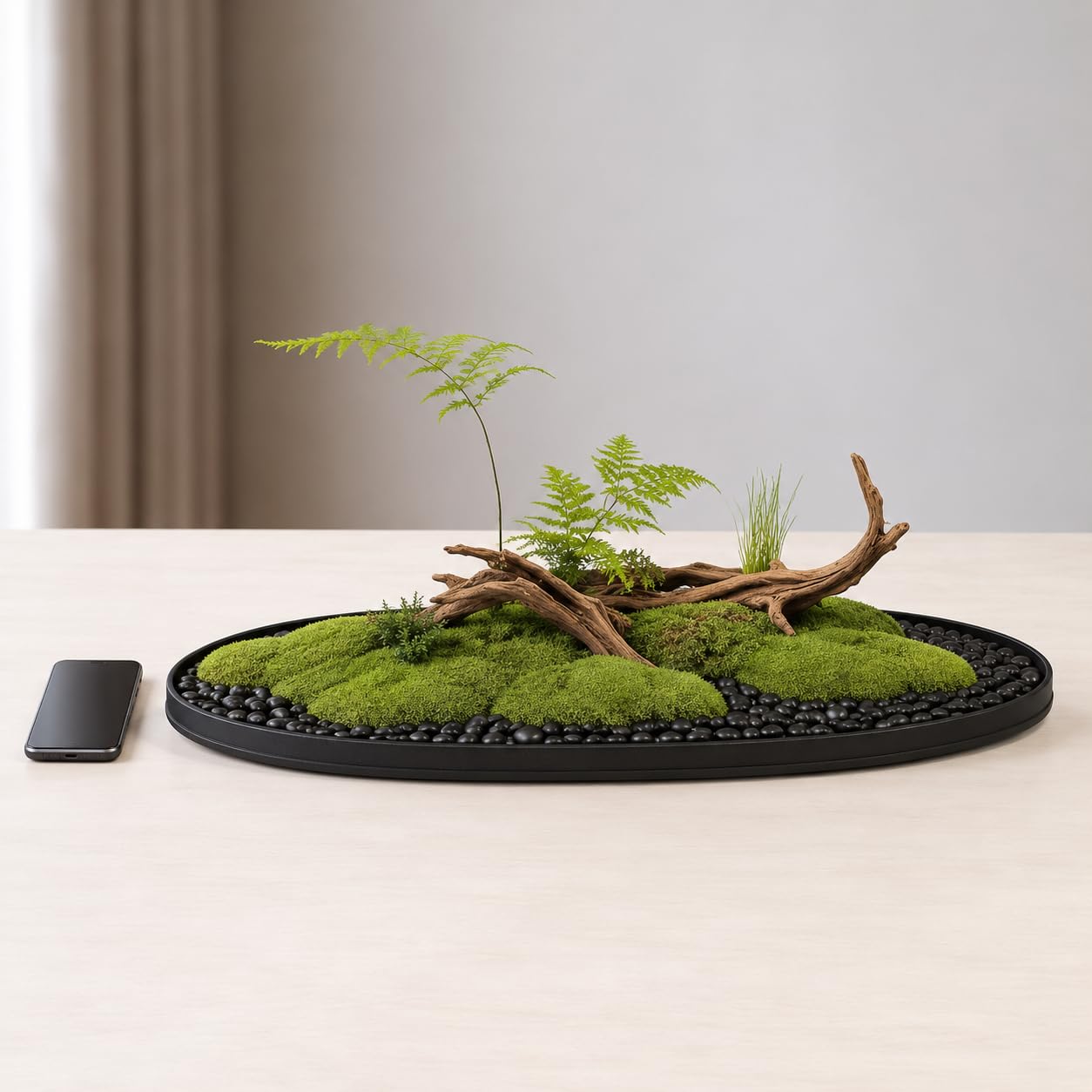 Centrotavola muschio naturale verde, artificiale con base composita 28mm, per ristorante e casa, stile New Chinese Aesthetic, Everlasting Moss 110cm Long Xiangyi
