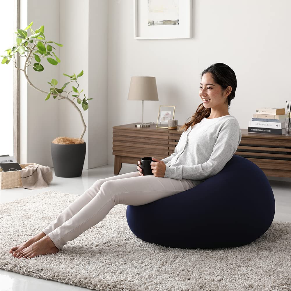 Amazon.co.jp: ビーズクッション ソファ 丸型 ネイビー Ingram