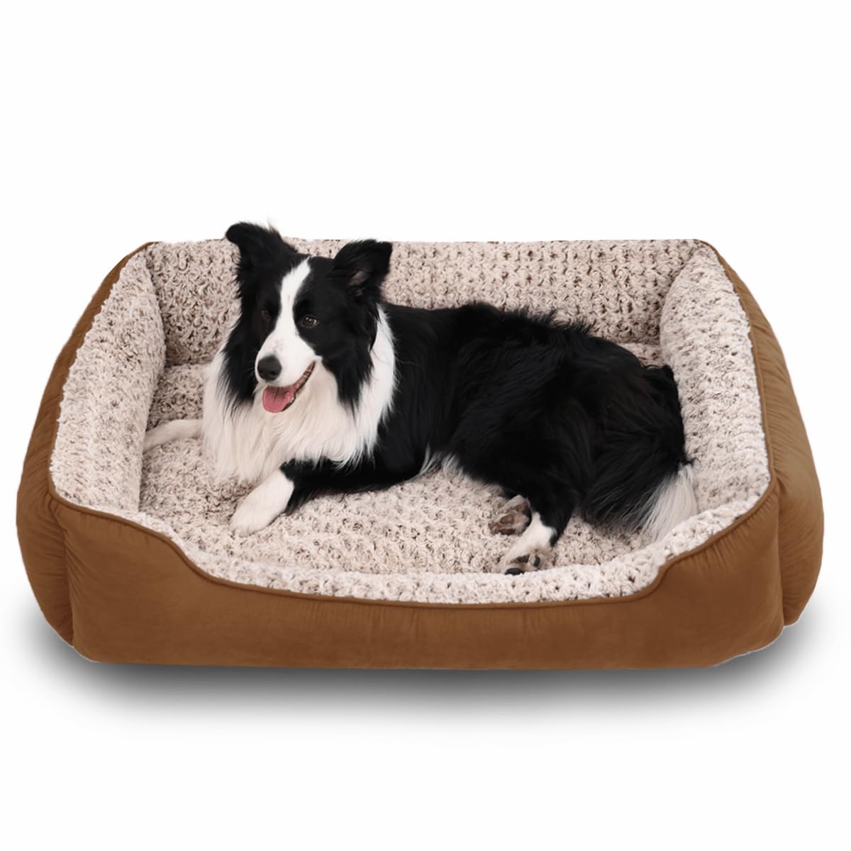 Oiilores Large Dog Sofa Bed Washable, Soft Plush Calming Beds with Non-Slip Bottom