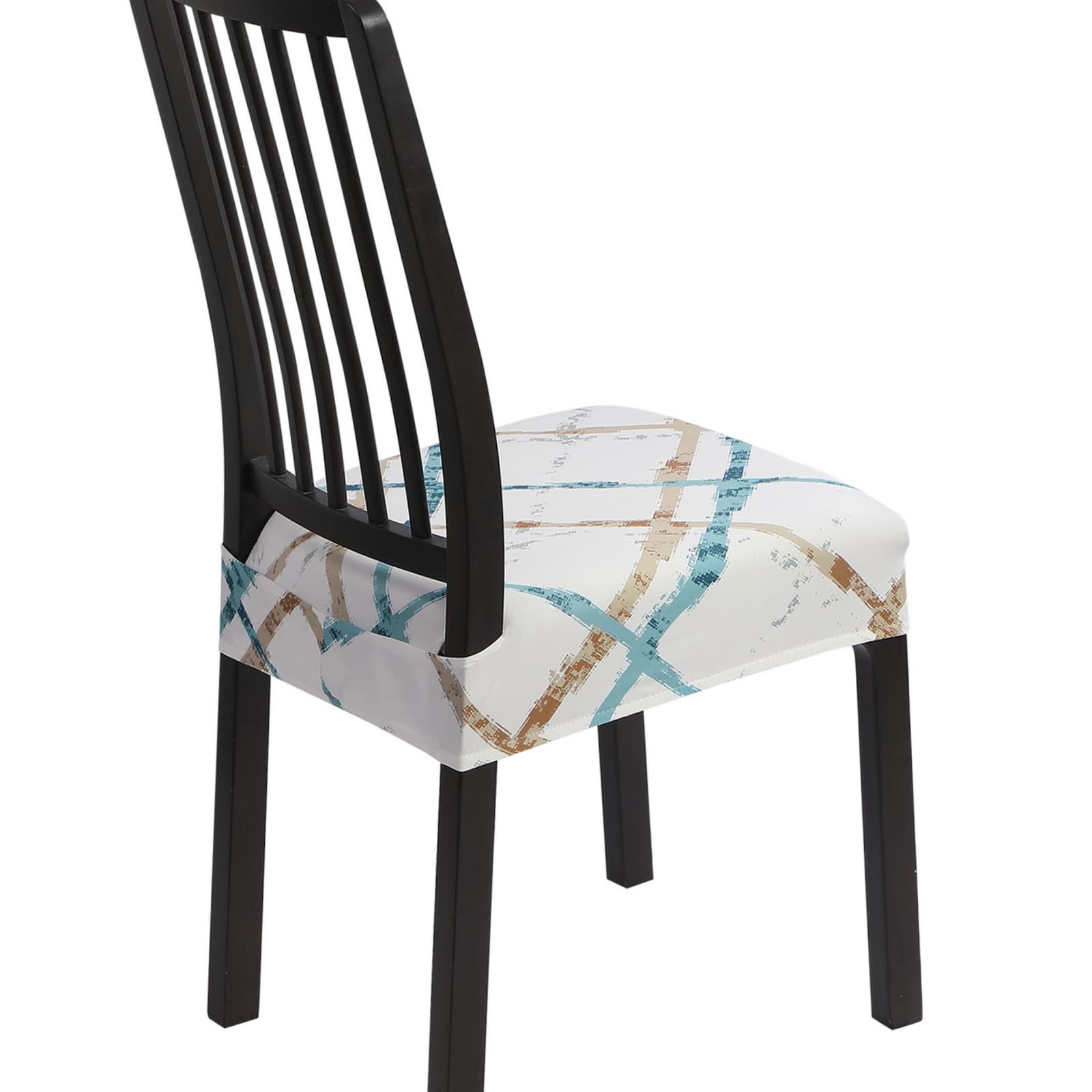 SearchI Dining Chair Seat Covers Set of 4, Stretch Removable Chair Covers for Dining Chairs, Kitchen Chair Covers Protector(Geometric Stripe)