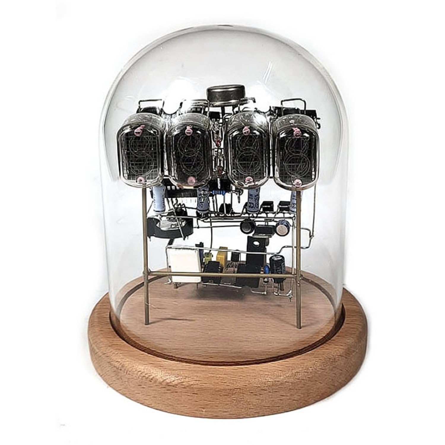 Nixie Kit horloge à tube à monter soi-même, horloge numérique rétro avec tubes à vide et couvercle anti-poussière en verre, base en noyer, assemblage nécessaire