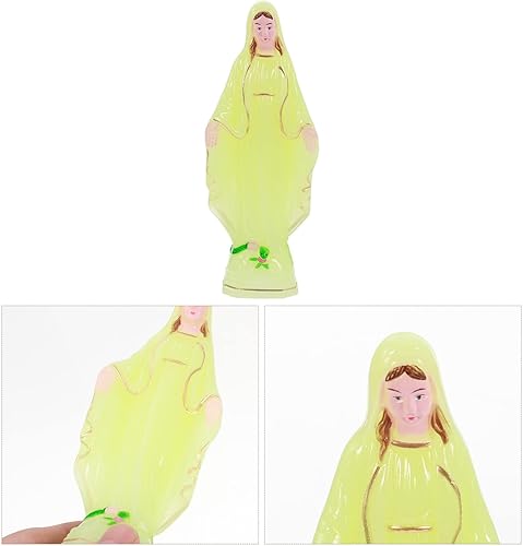 Miniatura 7 de PRETYZOOM Estatuilla virgen de plástico que brilla en la oscuridad, escultura católica de estilo religioso, estatuilla de dama de gracia para