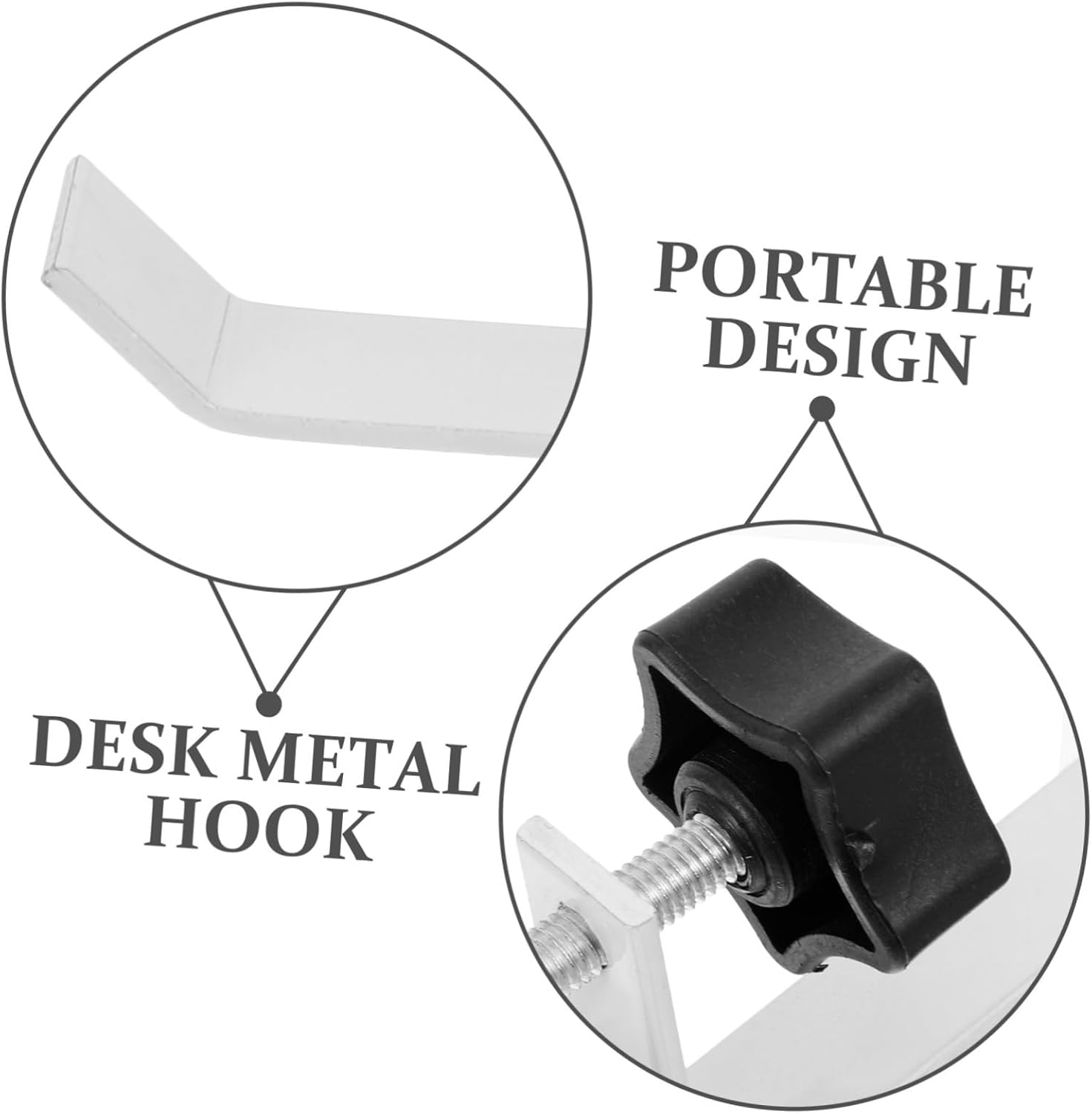 CALLARON 2pcs Desk Schoolbag Hook Iron Purse Hanger for Table Side Use Convenient Storage for Handbags Backpacks and More Sleek Design White U-Shape