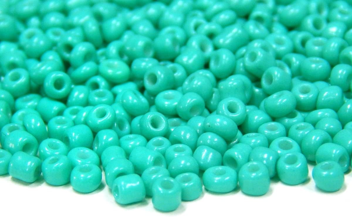 Pack of 1100 Glass Seed Beads 4 mm 6/0 Pony Beads Clear Mini Children's Beads (Turquoise Opaque) - Image 4