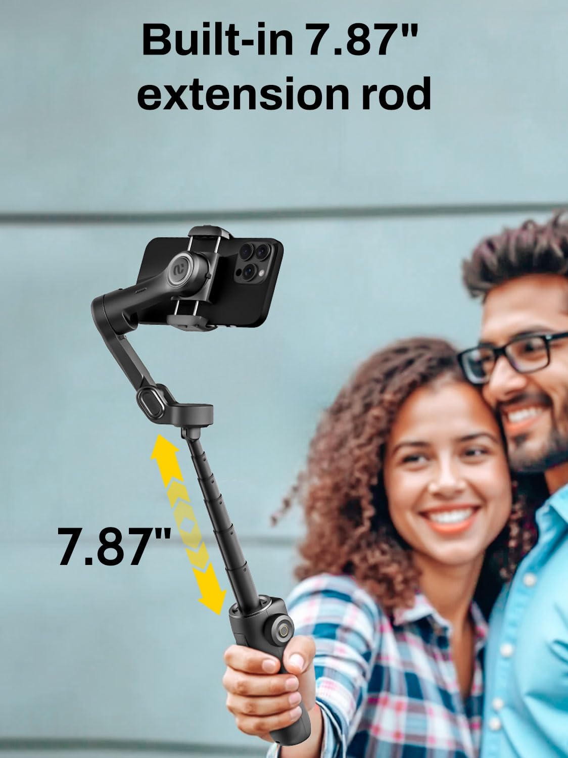 AOCHUAN Estabilizador de cardán de 3 ejes para iPhone, cardán de smartphone con barra de extensión de 7.8 pulgadas, pantalla OLED, estabilizador de teléfono con seguimiento facial, control de gestos