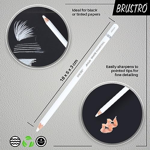 BRUSTRO Artists Coloured Pencils | Black & White | Set of 6 (3 Whites and 3 Blacks) | Ideal for Students and Adults, Color, Sketching, Shading, Drawing, Blending, Mandala Art, School, Office Use (Image - 6)