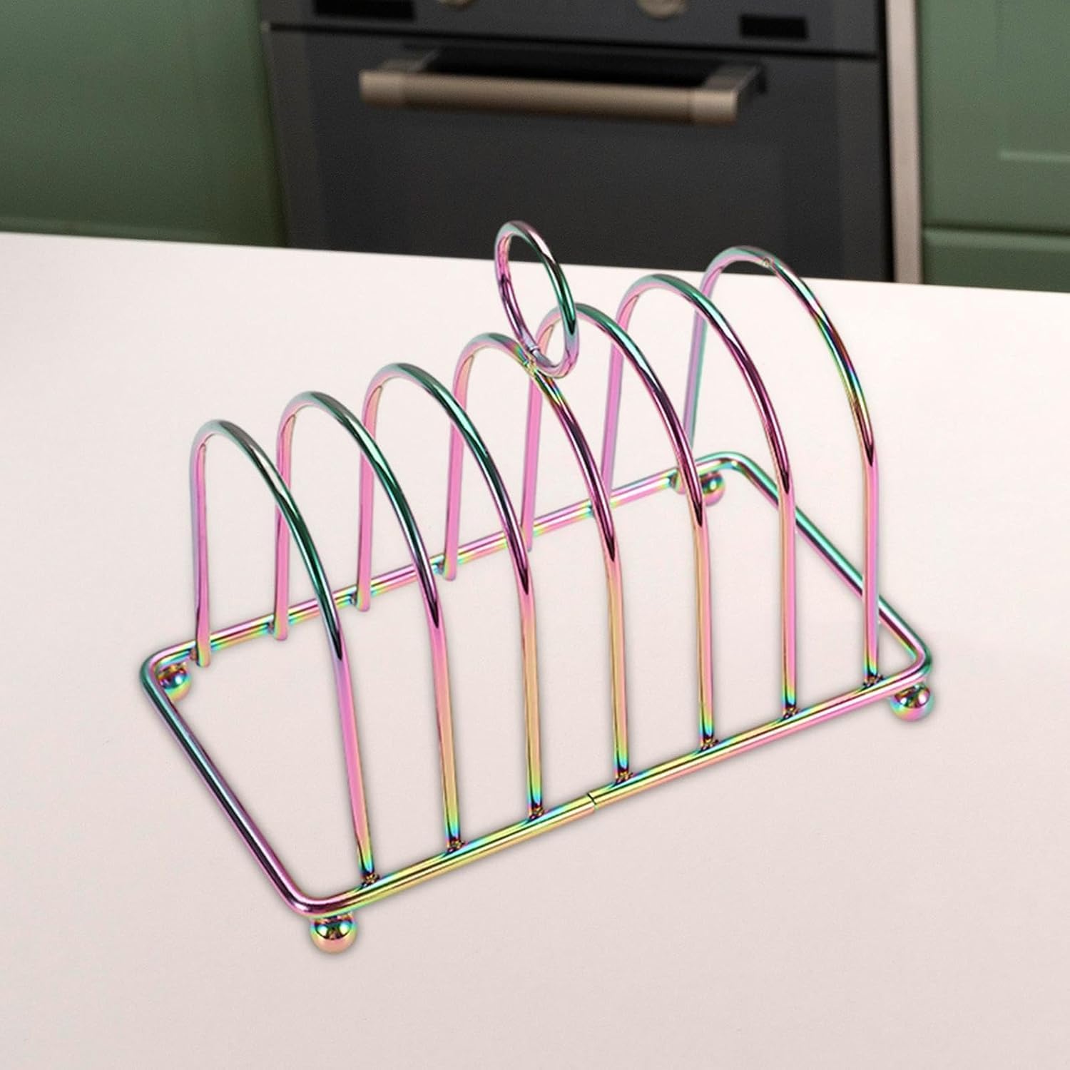 Toast Rack - Electroplated Iron 6-Slot Bread Holder With Carry Handle - View #6