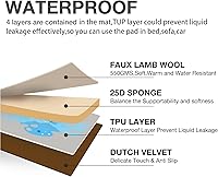 Vista 3 de Dog Crate Pad,Machine Washable and Waterproof Dog Bed Mat,Reversible Dogs Cozy Sleeping Mattress,Kennel Bed for Medium/Large Dogs,Cage Cushion,Beige