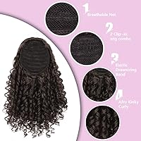 Vista 5 de AISI BEAUTY Extensión de cola de caballo rizada con cordón para mujeres negras, cola de caballo sintética rizada con cordón con 2 clips en colas