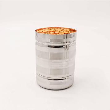 Stainless Steel Rice Measuring Padi Uzhakku,Changazhi Measuring Paddy nGrains,nira para Kerala Vessel,Cup,Jug,Mug,Bowl for Home and Kitchen-SS Lines Azhakku Large