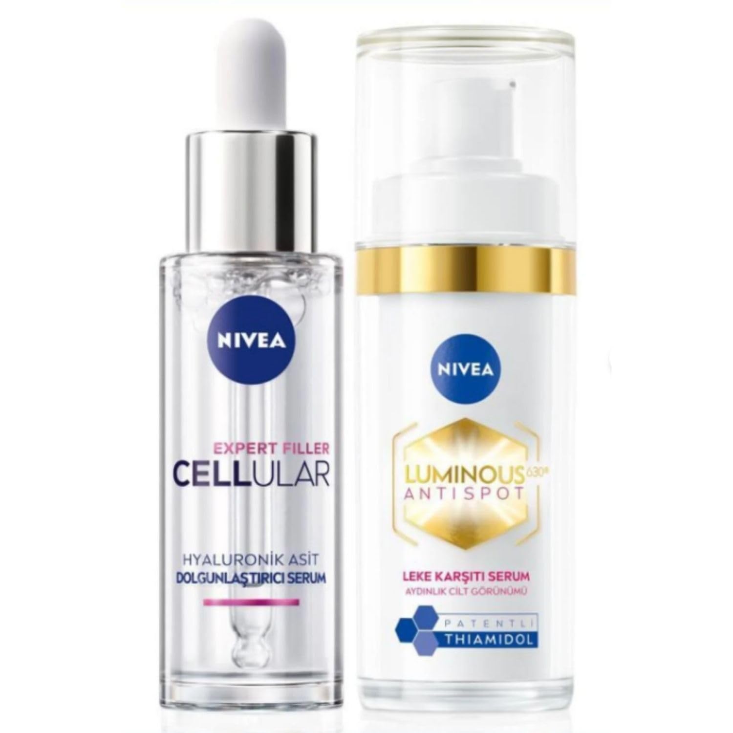 NIVEA Luminous630 Thiamidol Etkili Leke Karşıtı Cilt Serumu 30ml + NIVEA Cellular Expert Filler Dolgunlaştırıcı Cilt Serumu 30ml