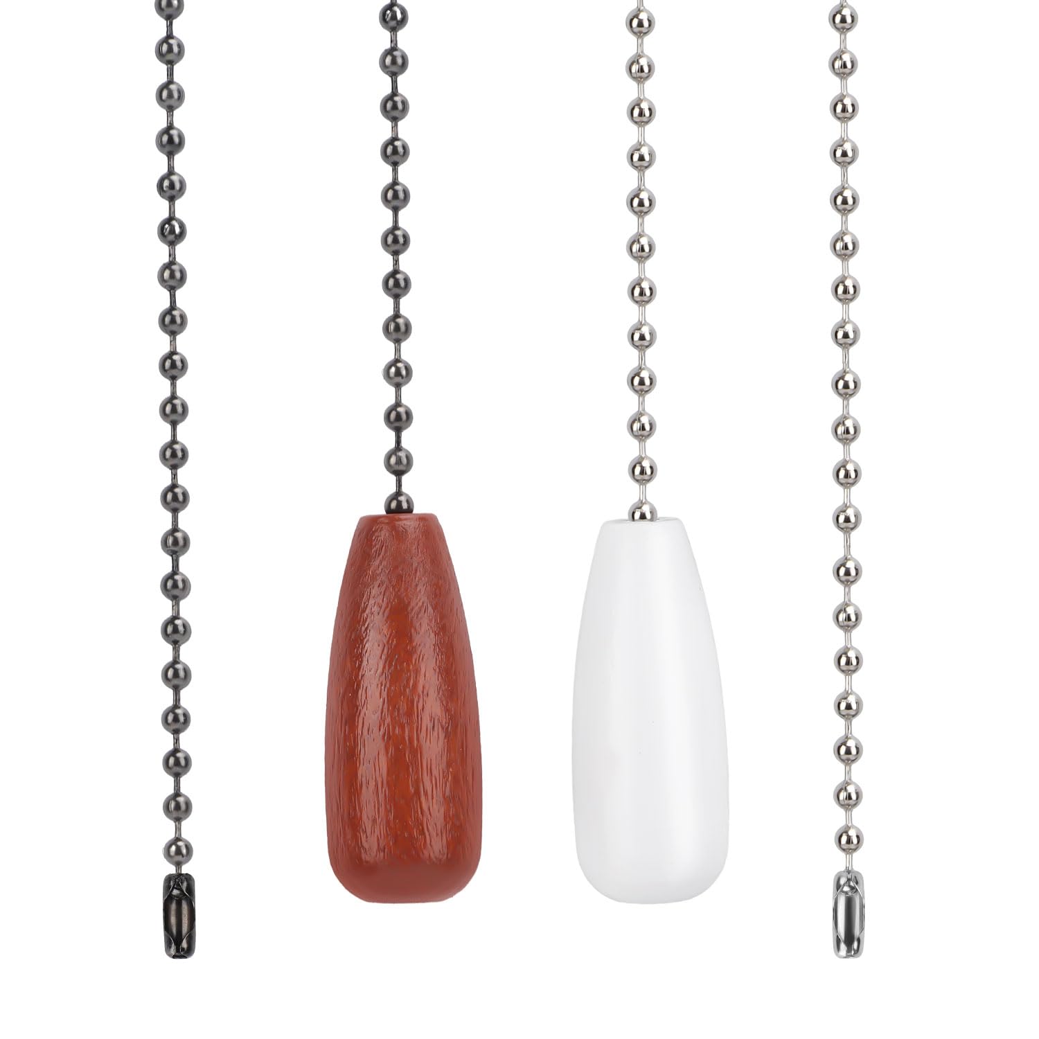 2pcs Ceiling Fan Pull Chain Extension, 12.68in White &amp; Brown Light Pull Chain Extender Beaded Balls Fan Cord Handle Fan Pull Chain Pendant for Ceiling Fan Light Lamp Switch Decoration