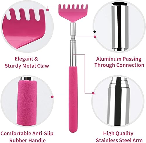 Miniatura 6 de SHINCEL Rascador de espalda extensible y retráctil, rascador de mano telescópico de metal resistente, masajeador divertido para aliviar la picazón,