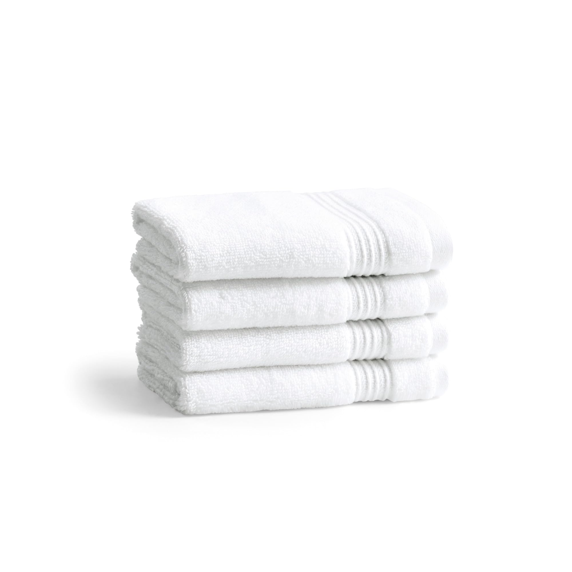 Ted Baker 4-Pack Washcloth Set - 100% Cotton - Soft, Highly Absorbent - 13" x 13", White