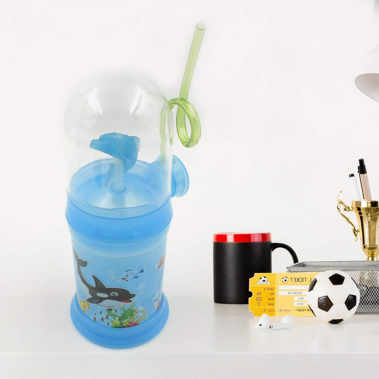 Baby Drinking Cup with Straw and Lid Water Whale Spray Fountain Sippy Cup Bottles Childrens Pot, Toddler Tumbler Mug Spill Proof,Birthday Party Gift Drinking Cup (1 Pc)-image-27