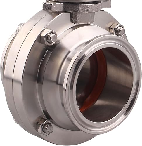 Miniatura 3 de DERNORD Válvula de mariposa de trébol de 2 pulgadas con mango de gatillo, ajuste sanitario de acero inoxidable 304