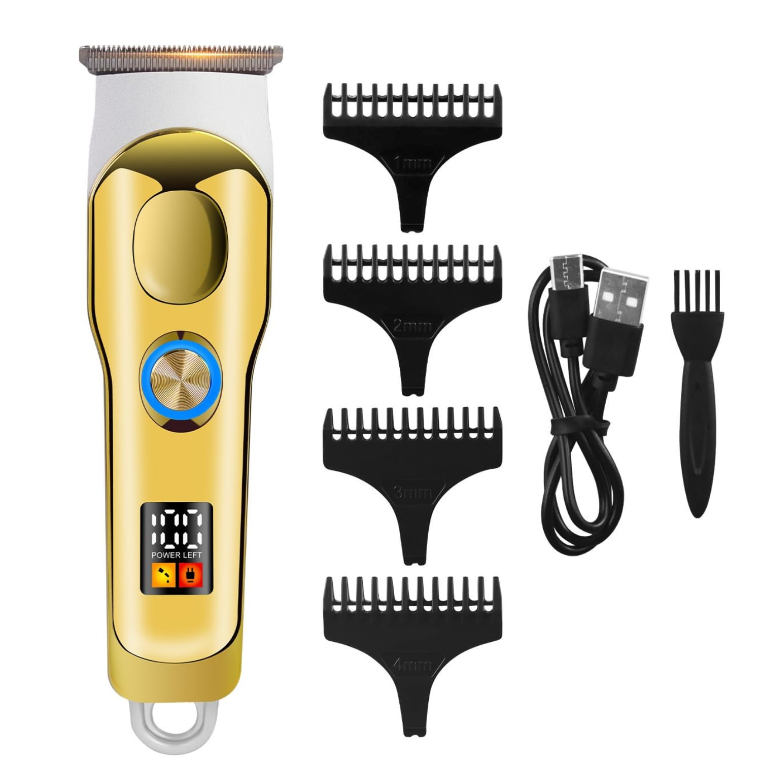 HATTEKER HT-6030 Professional Hair Trimmer, Zero Gap T-Blade Stainless Steel Blade, LED Display, USB Type-C Rechargeable, Low Noise Hair & Beard Trimmer, 90 Minutes Runtime GOLD-image-27