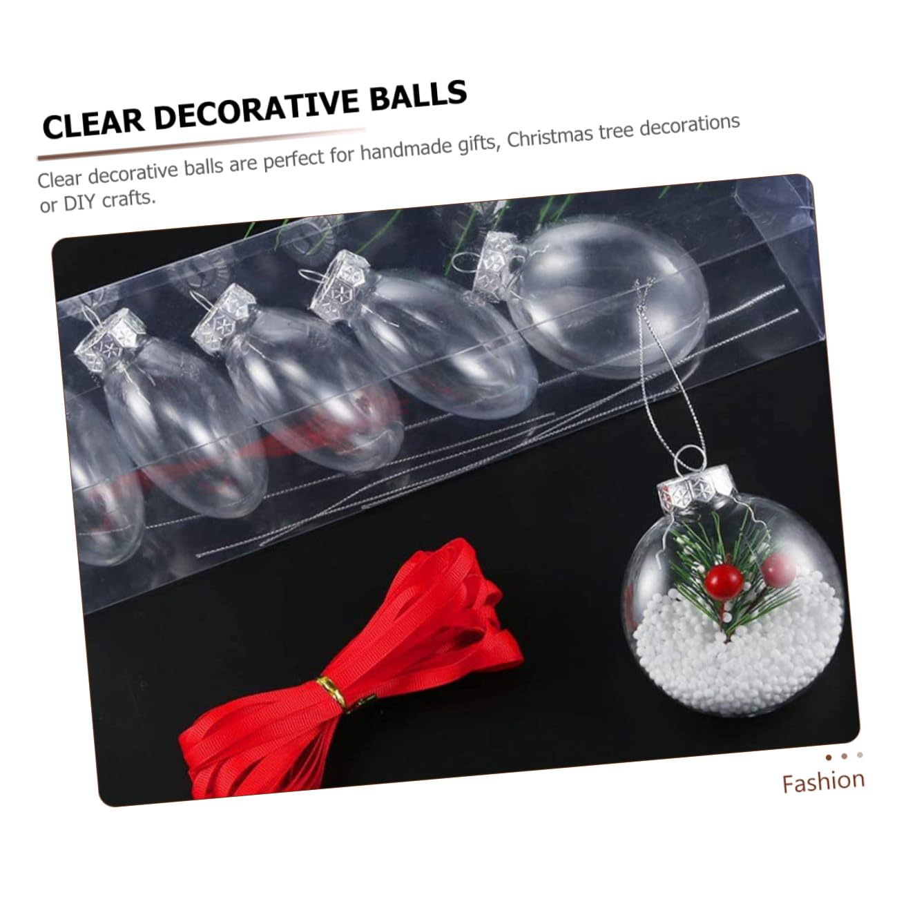 Angoily Lot de 12 boules de Noël transparentes plates en plastique à suspendre - 60 mm