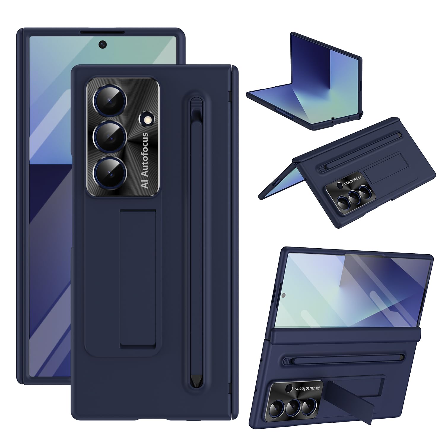 Coque Samsung Z Fold 7 pour éviter les rayures d'écran avec support béquille bleu - 8