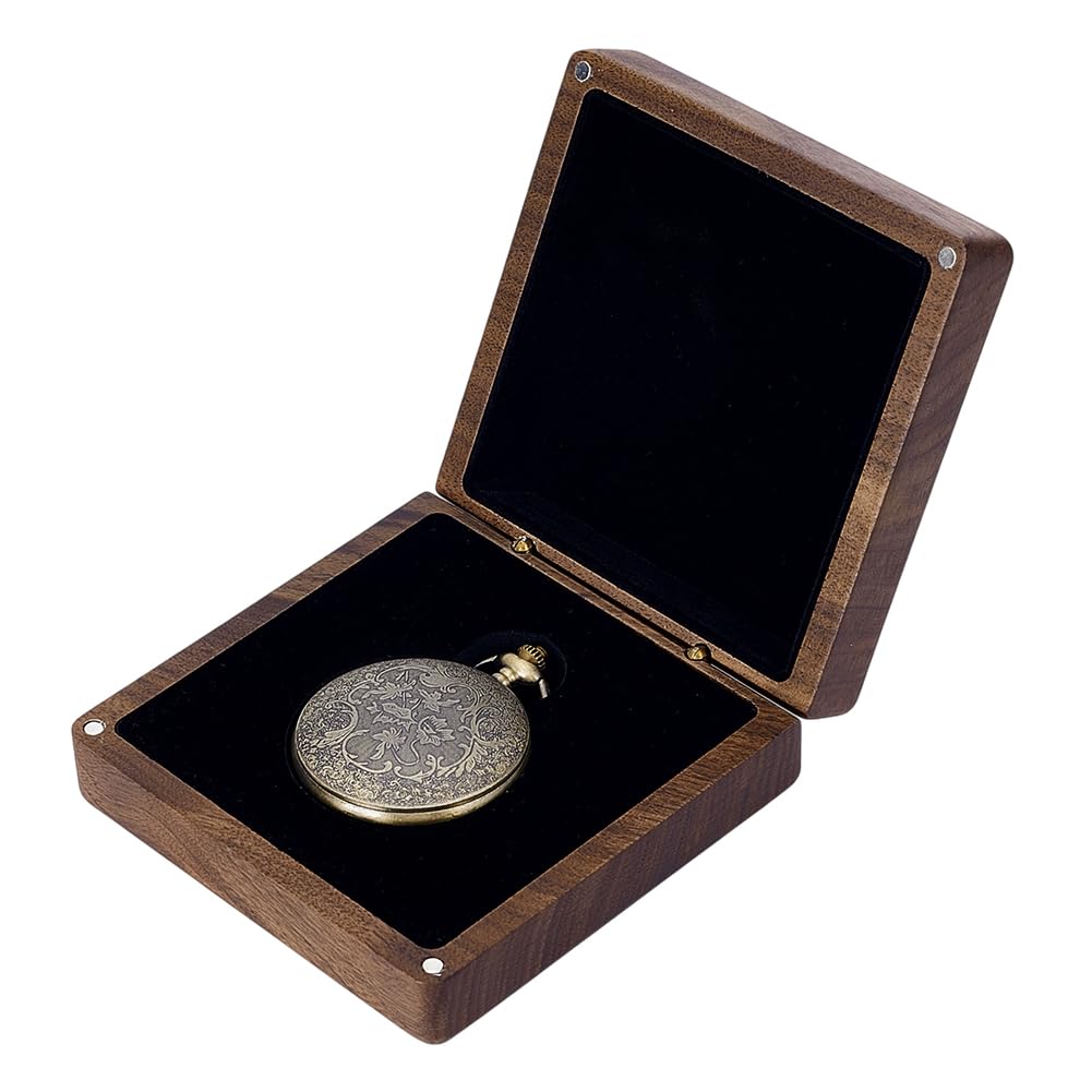 PH PandaHall Caja organizadora de relojes de madera Walut de 4 x 4 pulgadas, caja de exhibición para hombres, cumpleaños, día del padre, viajes, hogar, tienda, exposición, organizador de exposiciones