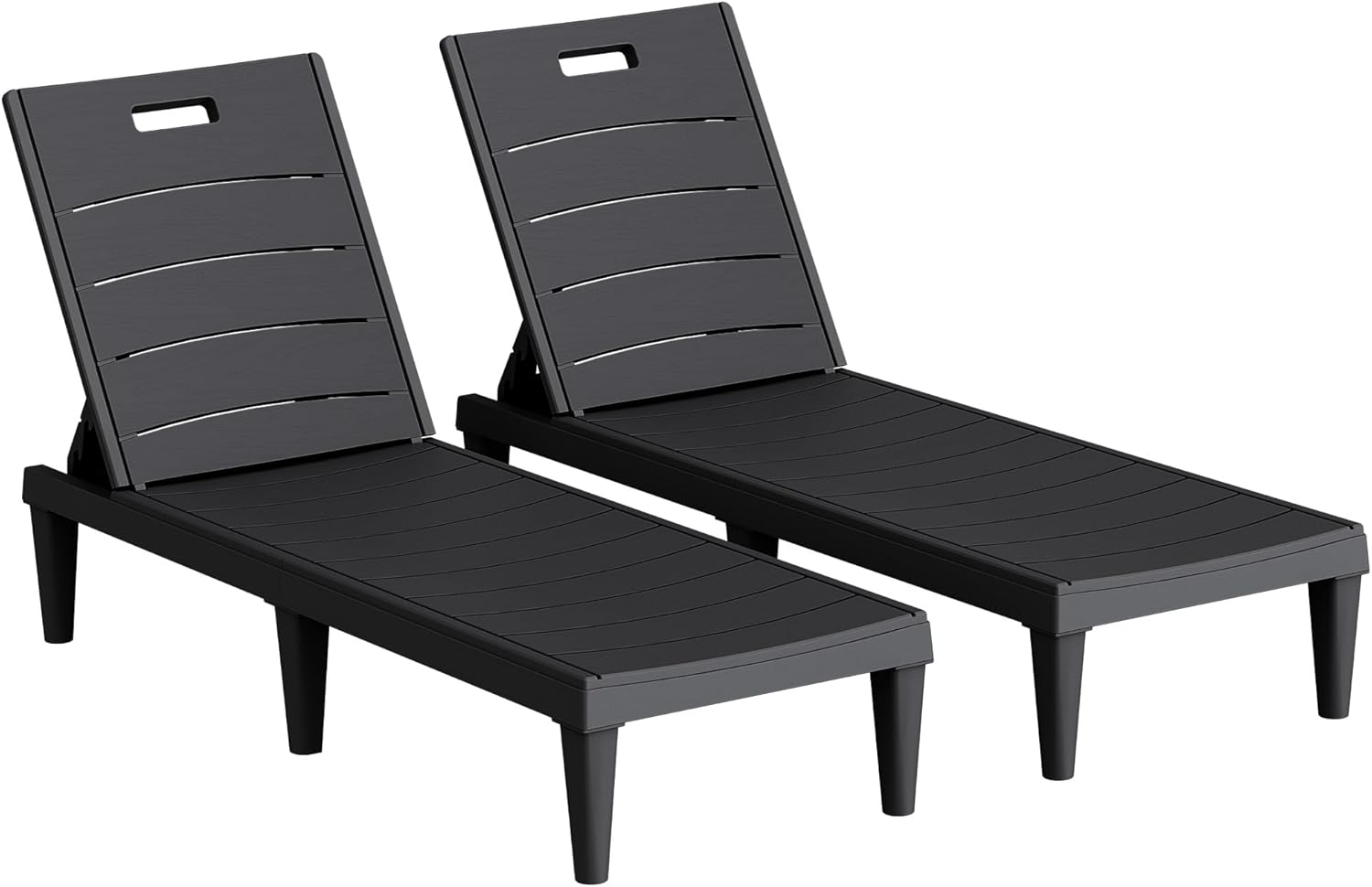 Homall Patio Chaise Lounge Chairs Set of 2, Outdoor Lightweight Lounge Chairs, 5 Position Adjustments Backrest for Outside Pool, Garden, Patio and Beach, Black