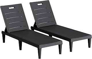 Homall Patio Chaise Lounge Chairs Set of 2, Outdoor Lightweight Lounge C...