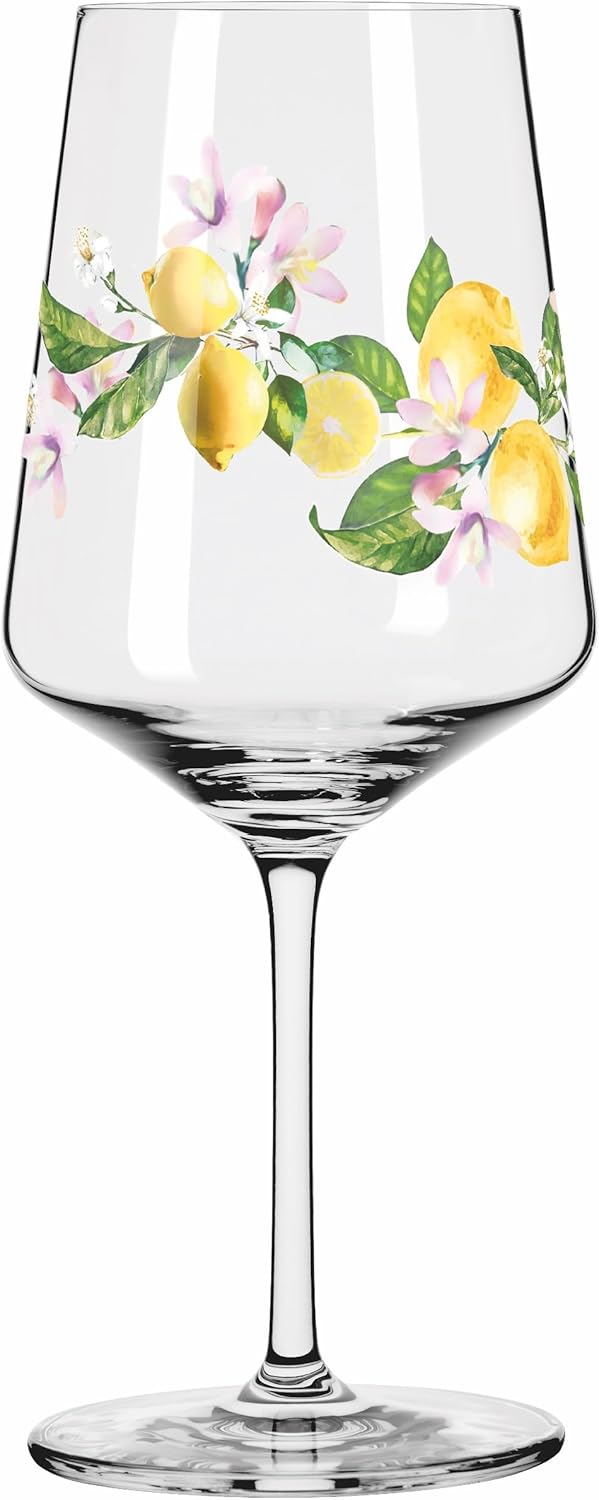 RITZENHOFF 6041005 Aperitif Glass 500 ml Set of 2 Summer Dew Series for Splashes, spritzers, Lemon Motif, Made in Germany, Yellow, Green, Pink