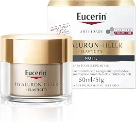 EUCERIN Creme Facial Anti-idade Firmador Noite 50ml, Elasticity, Pele Madura, Hyaluron-Filler, Ácido Hialurônico, Antirrugas
