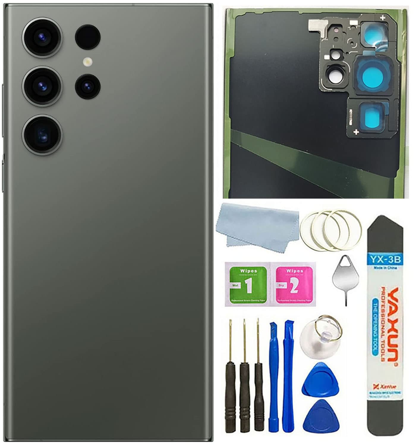 Galaxy S23 Ultra Back Glass Cover Housing Door Replacement for Samsung Galaxy S23 Ultra 5G Back Glass Cover with Pre-Install Tapes (Not Suitable for S23 / S23+ Plus) (Green)