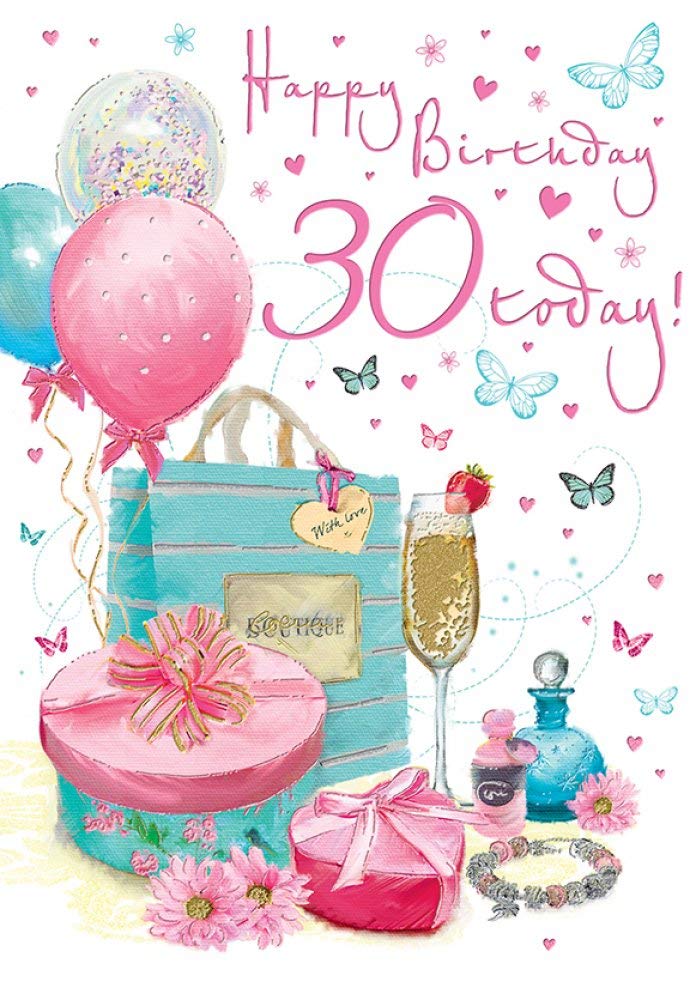 30th Birthday Card - Female - Boutique - Glittered - Regal Quality NEW