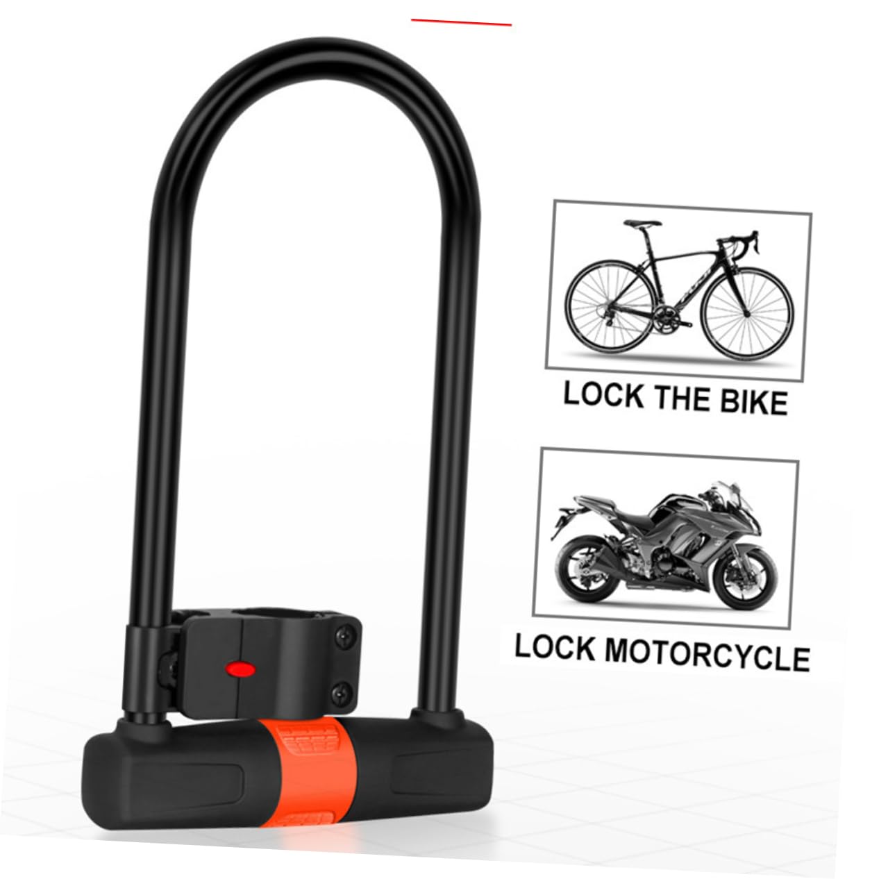 YARNOW Lucchetto Catena Antifurto per Bici Forma di U Cavo in Acciaio Legato Chiave Accessori per Mountain Bike Moto Biciclette Elettriche Nero Arancione