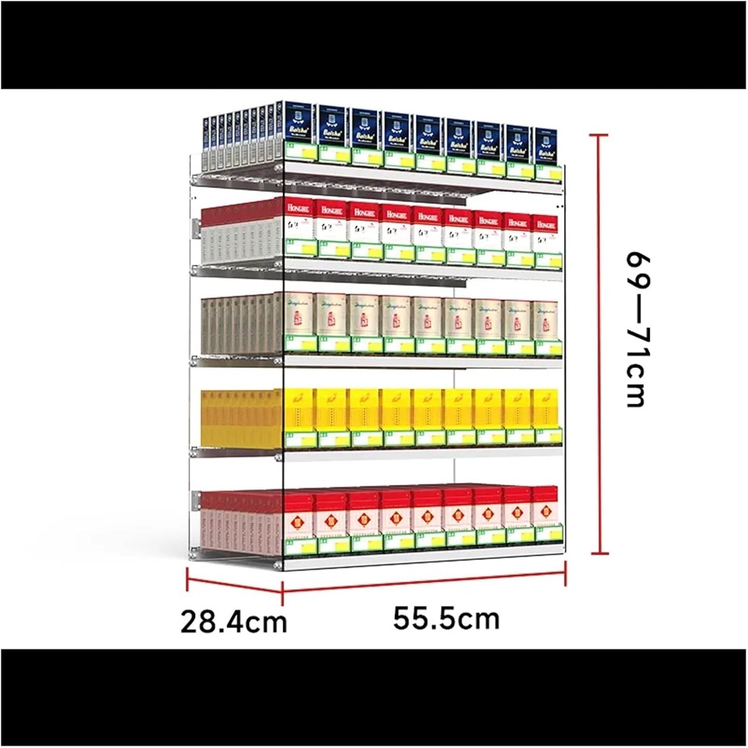 Transparent Cigarette Display Rack - Automatic Clear Cigarette Case with Pushers for Supermarkets, Retail Stores, Coffee Shops & Bars - Size: 55.5x28 cm