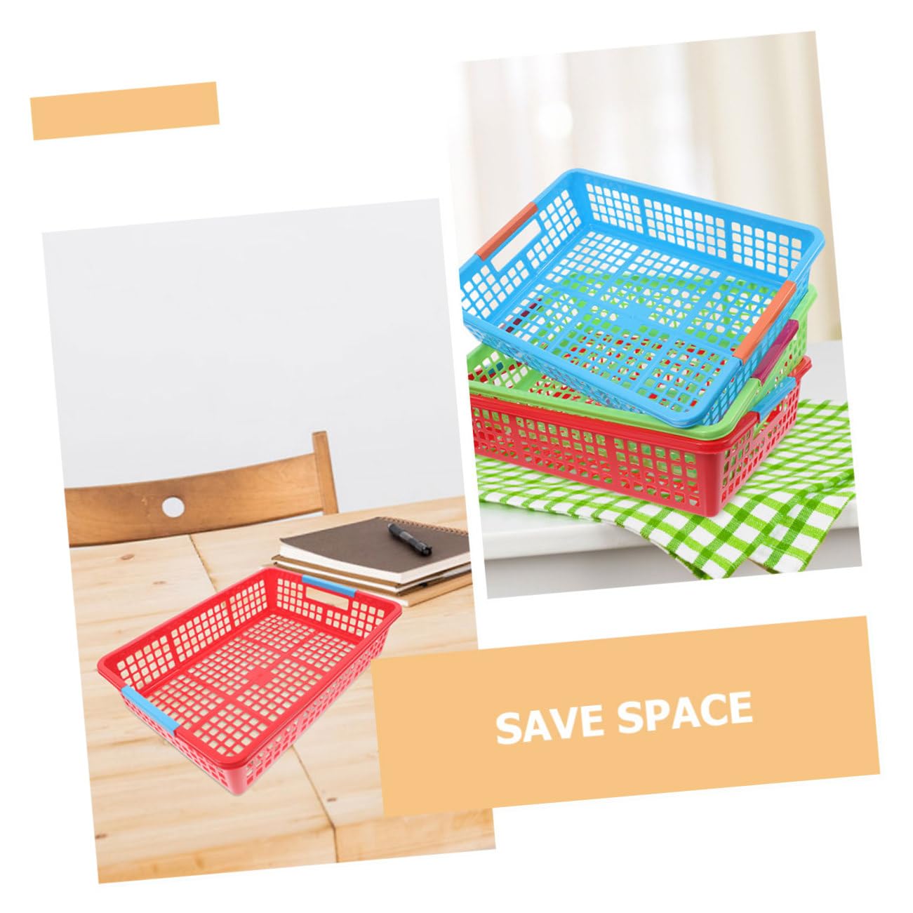 SOLUSTRE 5stücke Multifunktionale Kunststoff Aufbewahrungskörbe Stapelbare Bunte Kunststoffboxen Für Dokumente Spielzeug Snacks Modern Platzsparend Für Büro Schule Zuhause