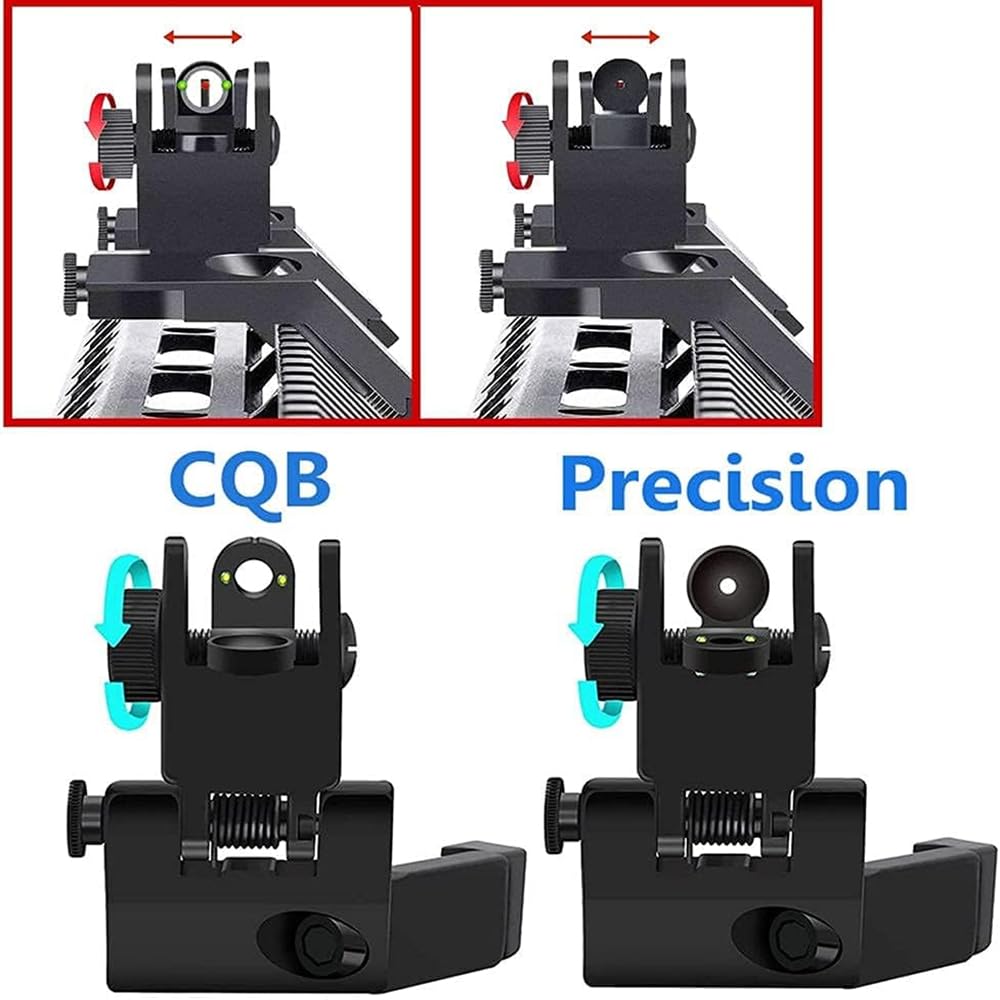 Folding 45 Degree Quick Conversion BUIS Backup Iron Sight for AR15 Front and Rear Wheels for Rifle Scope Tactical